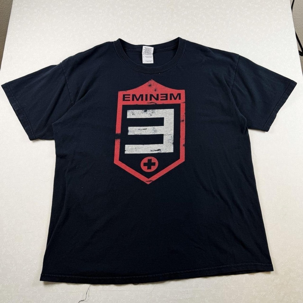 Y2K Mens Eminem Recovery Faded Graphic Tee- Size L